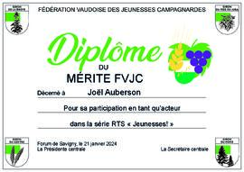 Diplôme du mérite FVJC, Joël Auberson