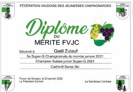 Diplôme du mérite FVJC, Gaël Zulauf