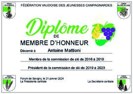 Diplôme membre d'honneur, Antoine Mattioni