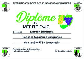 Diplôme du mérite FVJC, Damien Bertholet