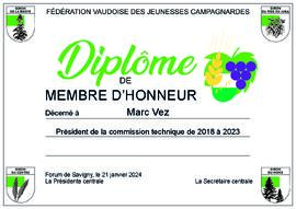 Diplôme membre d'honneur, Marc Vez