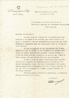 Retour d'invitation, Commandant en chef de l'armée Suisse