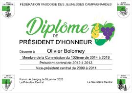 Diplôme président d'honneur, Olivier Bolomey