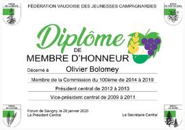 Diplôme membre d'honneur, Olivier Bolomey