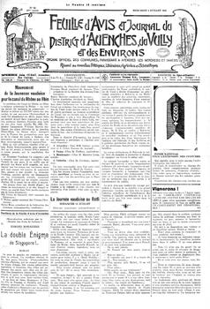 Feuille d’avis du district d’Avenches, Mouvement de la Jeunesse vaudoise pour le canal du Rhône au Rhin