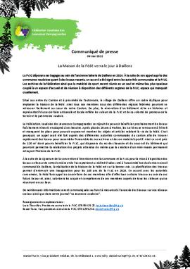 Communiqués de presse, La Maison de la Fédé verra le jour à Daillens