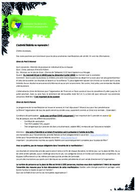 Communiqués de presse, L’activité fédérée va reprendre