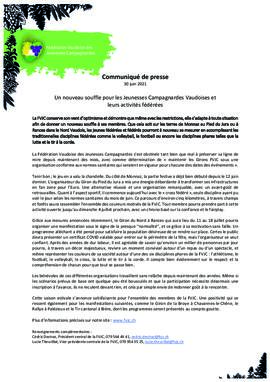 Communiqués de presse, Un nouveau souffle pour les Jeunesses Campagnardes Vaudoises et leurs activités fédérées
