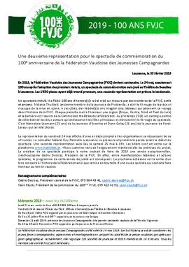 Communiqués de presse, Spectacle 100ème