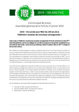Communiqués de presse, AG FVJC