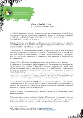 Communiqués de presse, Le sport valeur sûre de l'été fédéré