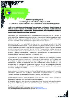 Communiqués de presse, La Fédé passe au tout numérique pour l’organisation de son AG